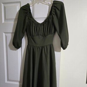 Vixen by Micheline Pitt Vacation dress, olive, Size XS, EUC